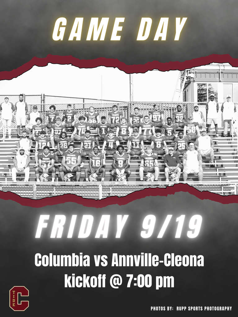 🏈 GAME DAY  📅 Friday, September 19 📍 Columbia vs Annville-Cleona 🕖 Kickoff @ 7:00pm