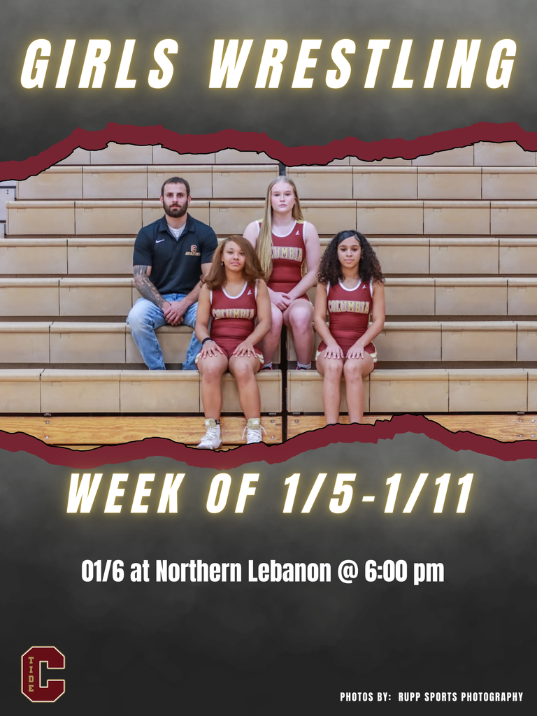 🤼‍♀️ Girls Wrestling  🗓️ Week of January 5 📍 1/6 at Northern Lebanon 🕖 Matches start at 6:00 pm