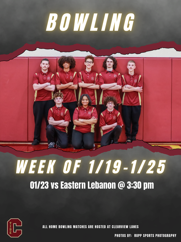 🎳Bowling 🗓️ Week of January 19 📍 1/23 vs Eastern Lebanon 🕖 Matches start at 3:30 pm
