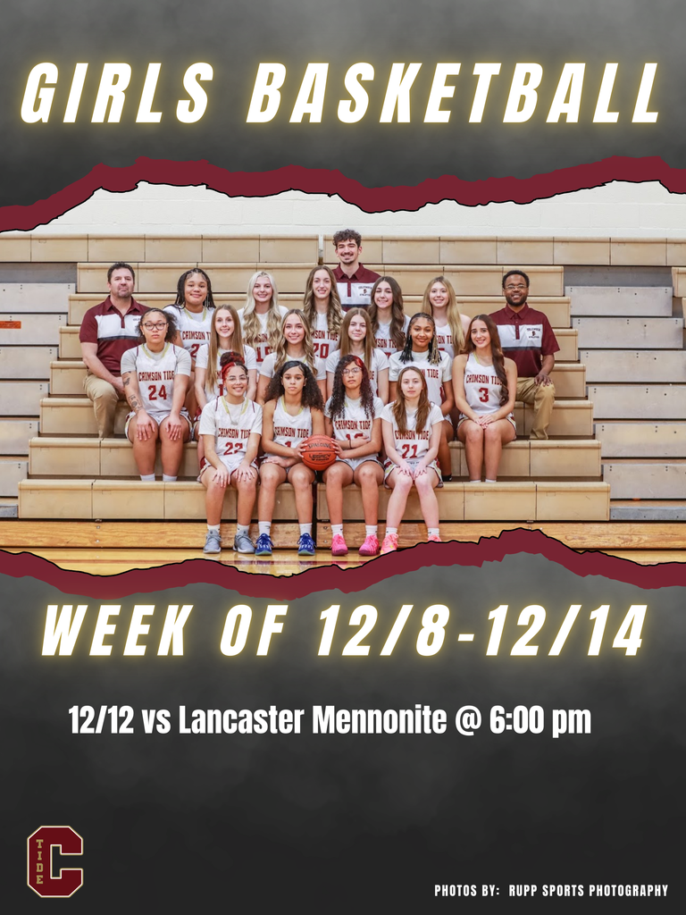 🏀Girls Basketball 🗓️ Week of December 8 📍 12/12 vs Lancaster Mennonite @ 6:00 pm 🕖 JV Games at 6:00 pm | Varsity at 7:00 pm