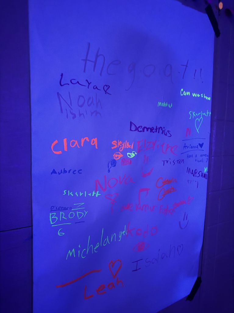 names written in glow ink