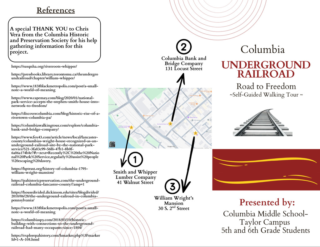 flyer of the self guided tour that was created by students