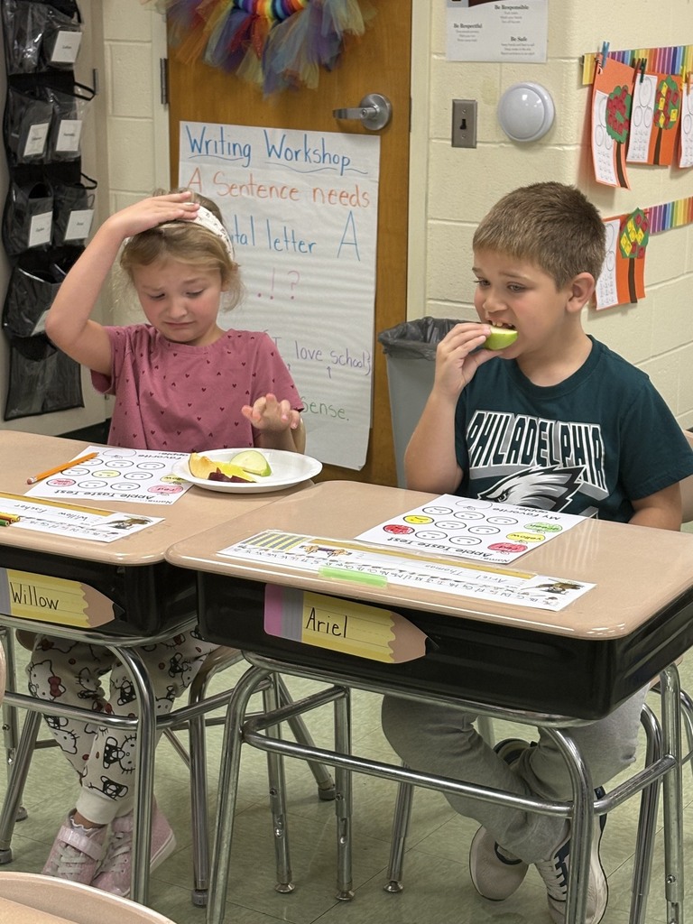 Mrs. Herr’s and Mrs. McCarty’s first grade classes joined together for an exciting apple investigation! Students explored different types of apples by observing, tasting, and comparing them. After sampling the apples, they graphed their favorites and analyzed the results. It was a fun, hands-on learning experience that combined science, math, and teamwork while celebrating the flavors of fall! 🍎
