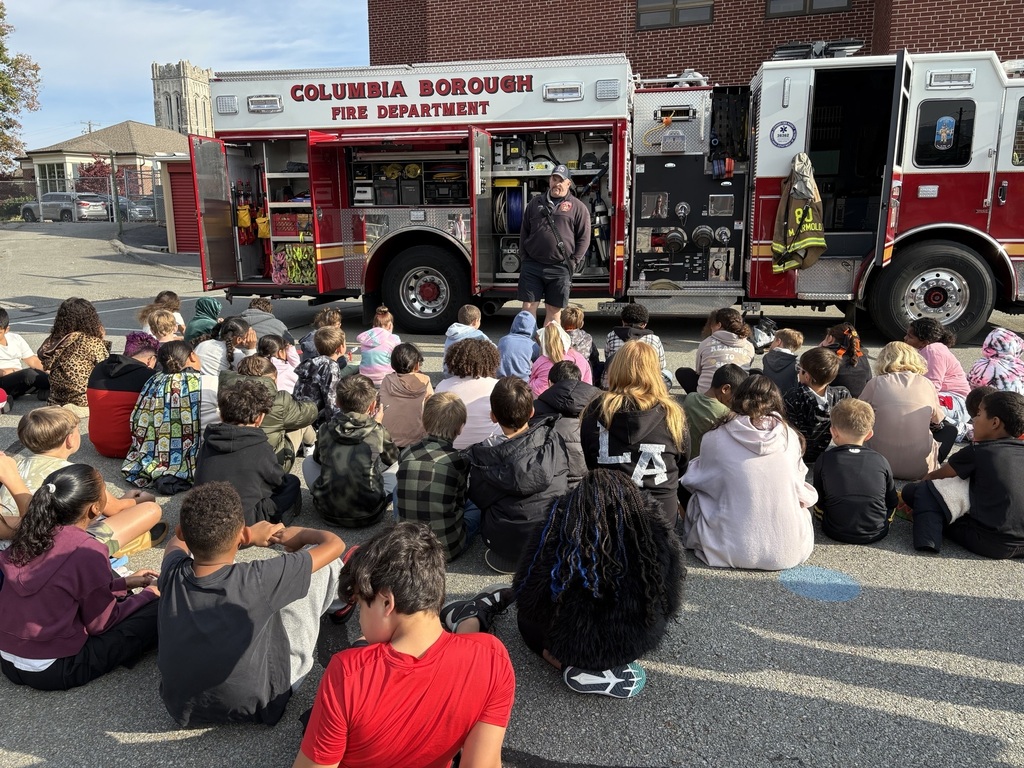 October is Fire Prevention Month, and today Park Elementary was excited to welcome the Columbia Borough Fire Department! 🔥🚒  Our students had a great time learning about fire safety, meeting our local firefighters, and discovering how firefighters help keep our community safe. 👩‍🚒  A huge THANK YOU to the Columbia Borough Fire Department for spending time with our students and helping us learn how to stay safe! We appreciate all you do for our Columbia community!