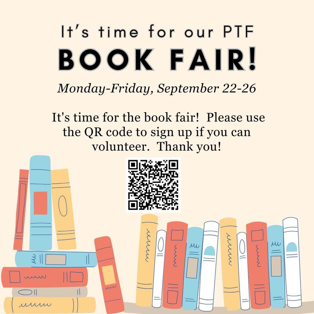 The Book Fair is Monday-Friday, September 22-26.