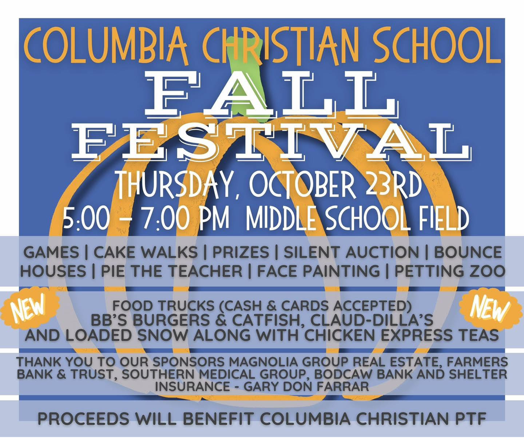 Fall Festival at 5:00 at the middle school field.