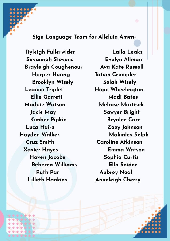 Cat list for spring musical