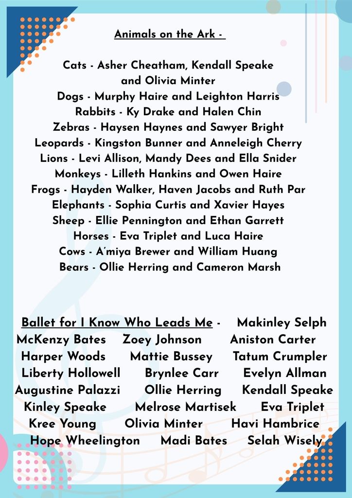 Cat list for spring musical