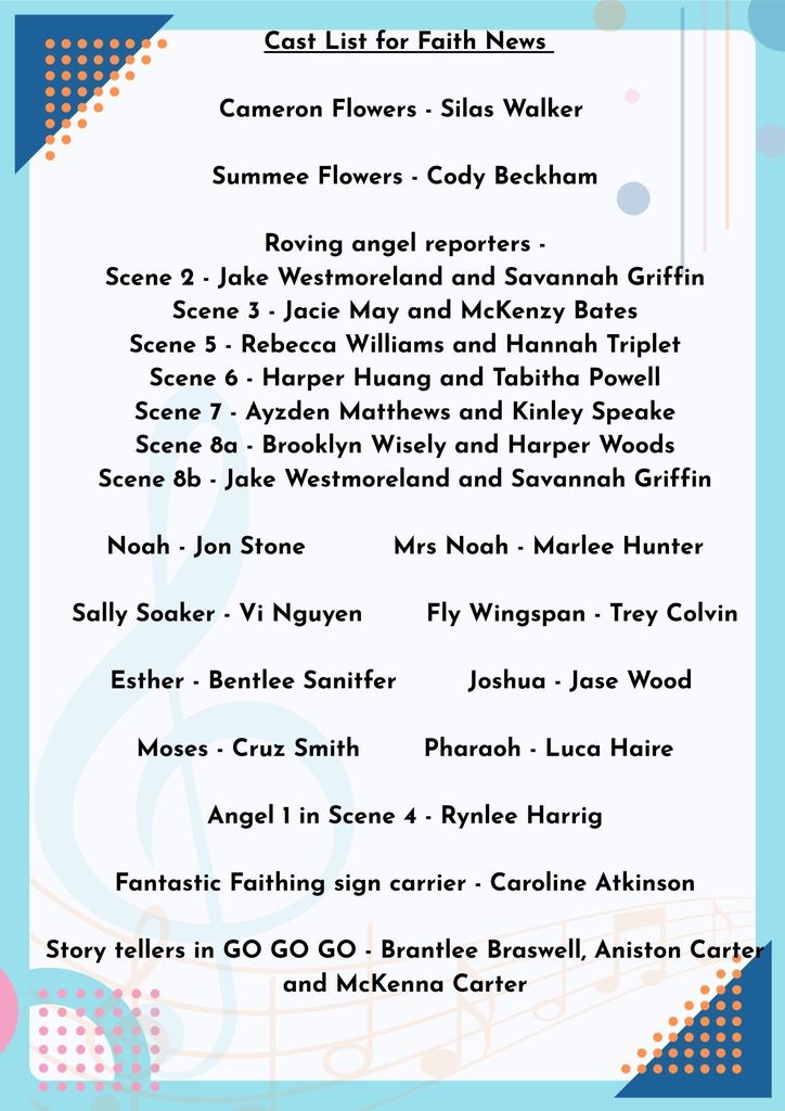 Cat list for spring musical