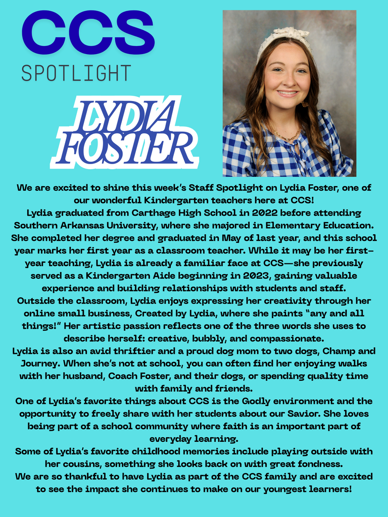 CCS Staff Spotlight-Lydia Foster
