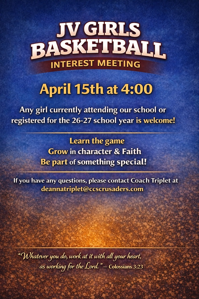 Will you post this picture again. Girls Basketball Interest Meeting tonight at 4 in the foyer of the New Gym! Open to any girl registered or applied for 7th–9th grade for the 2026–2027 school year. Come be part of something exciting!
