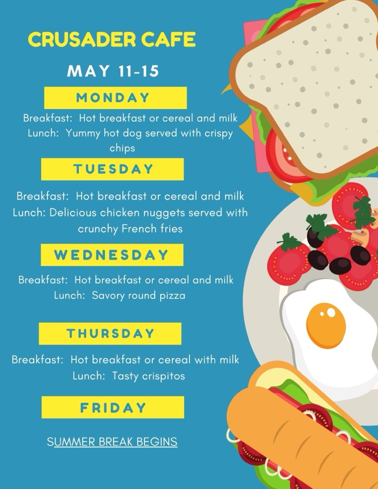 last lunch menu for the school year