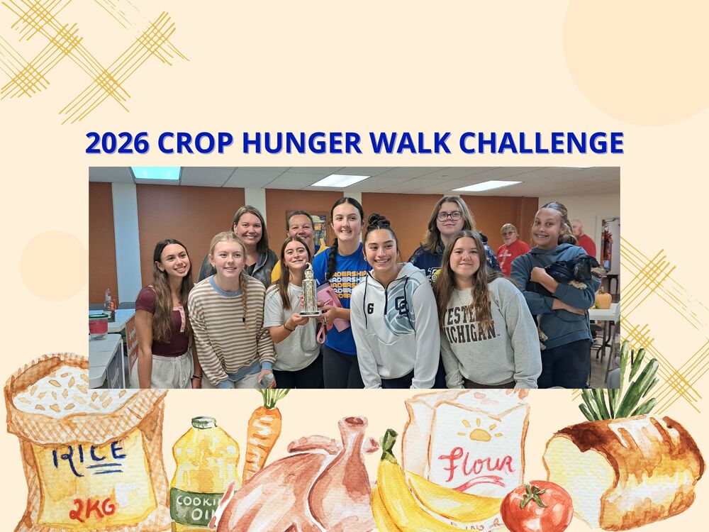 Photo of leadership students with crop walk trophy