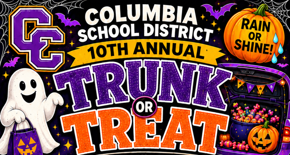 Trunk or Treat ad with pumpkins bats and description of event (details are in the article)
