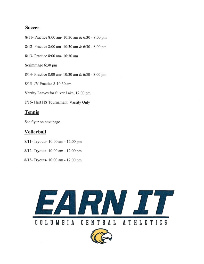 Tryout Schedule