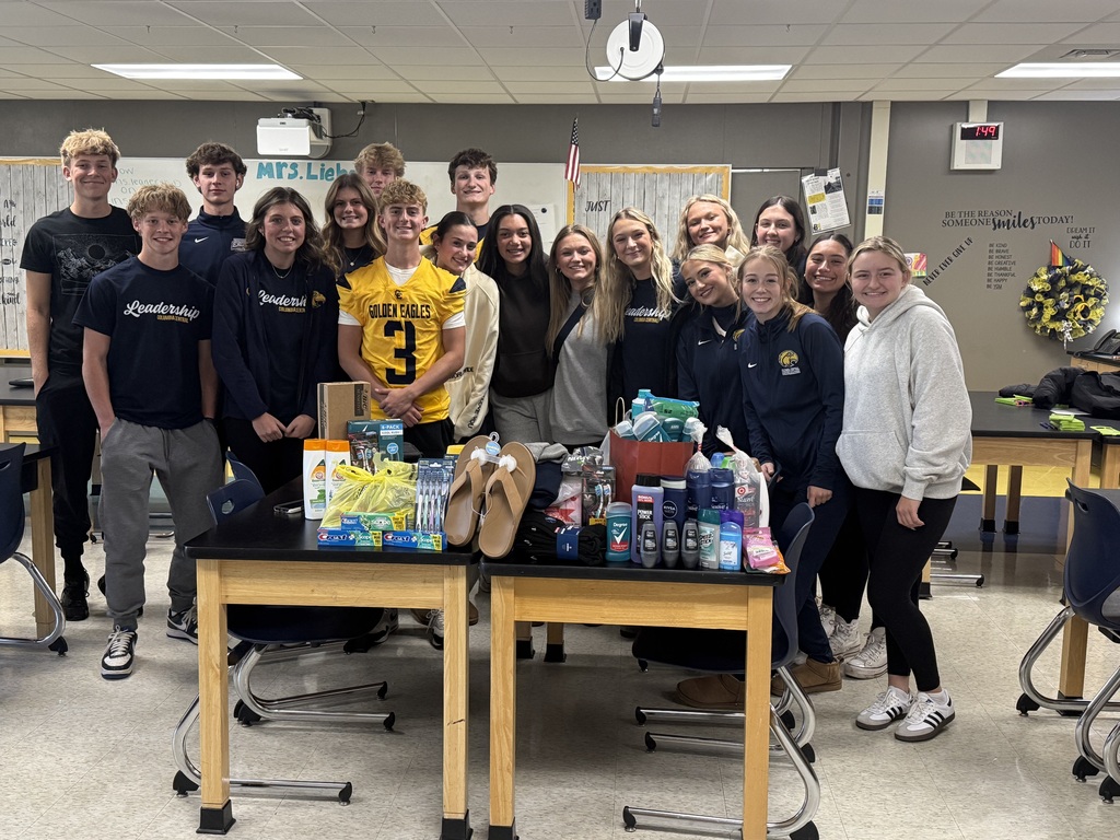 Leadership students with donated goods 