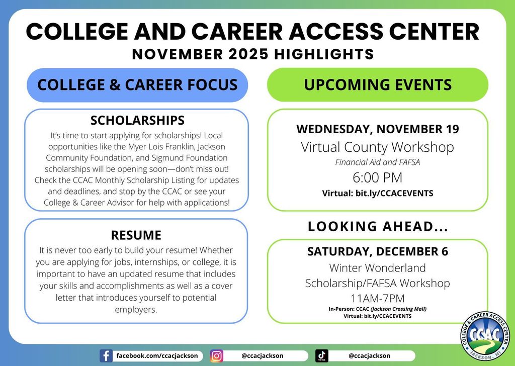 College and Career Access Center flyer 