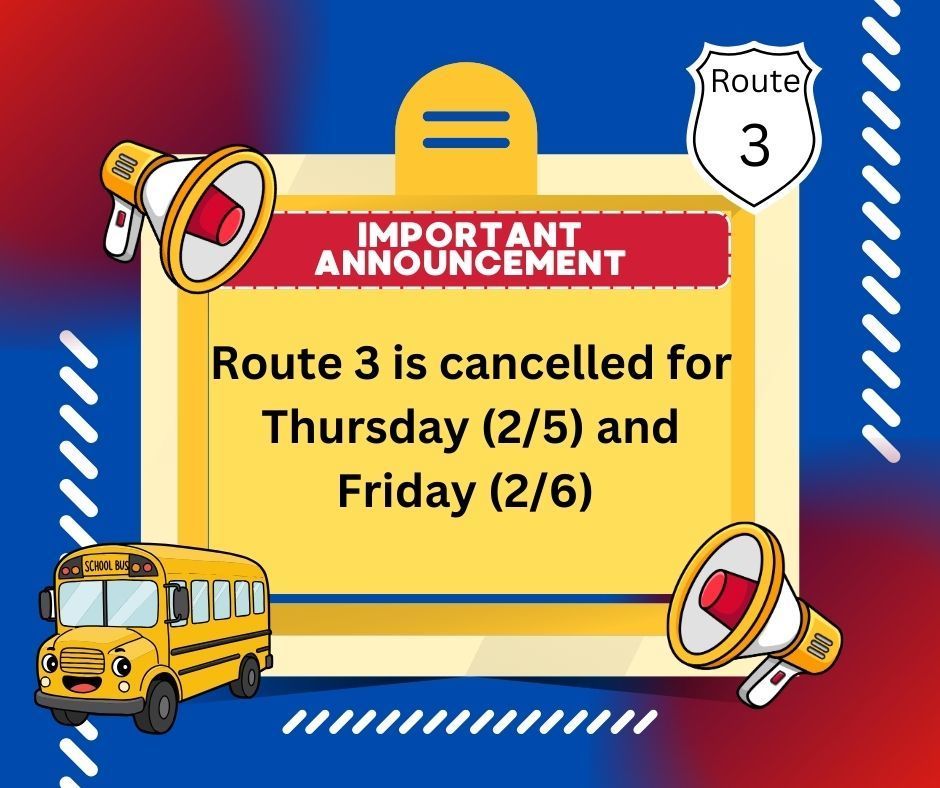 Route 3 cancelled Thursday and Friday