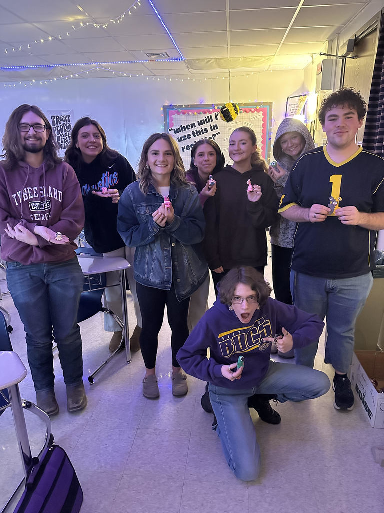 AP English students with their art creatures 