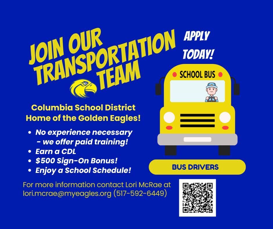 Ad to join our transportation team. Paid Training, Earn a CDL, $500 signing bonus