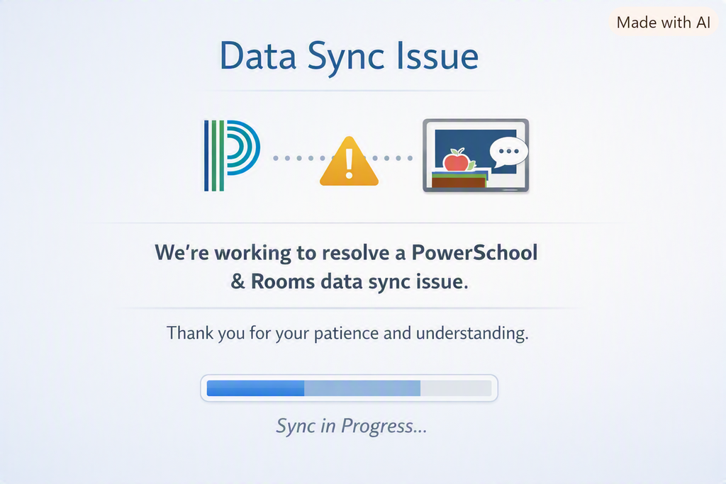 Data Sync image for an issue with PowerSchool and the Rooms platform