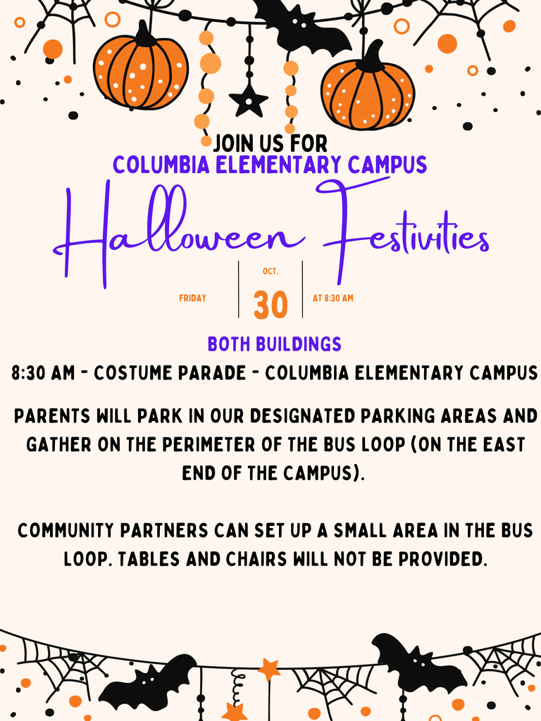 Costume Parade will be along the perimeter of the bus loop at the East end of the campus.