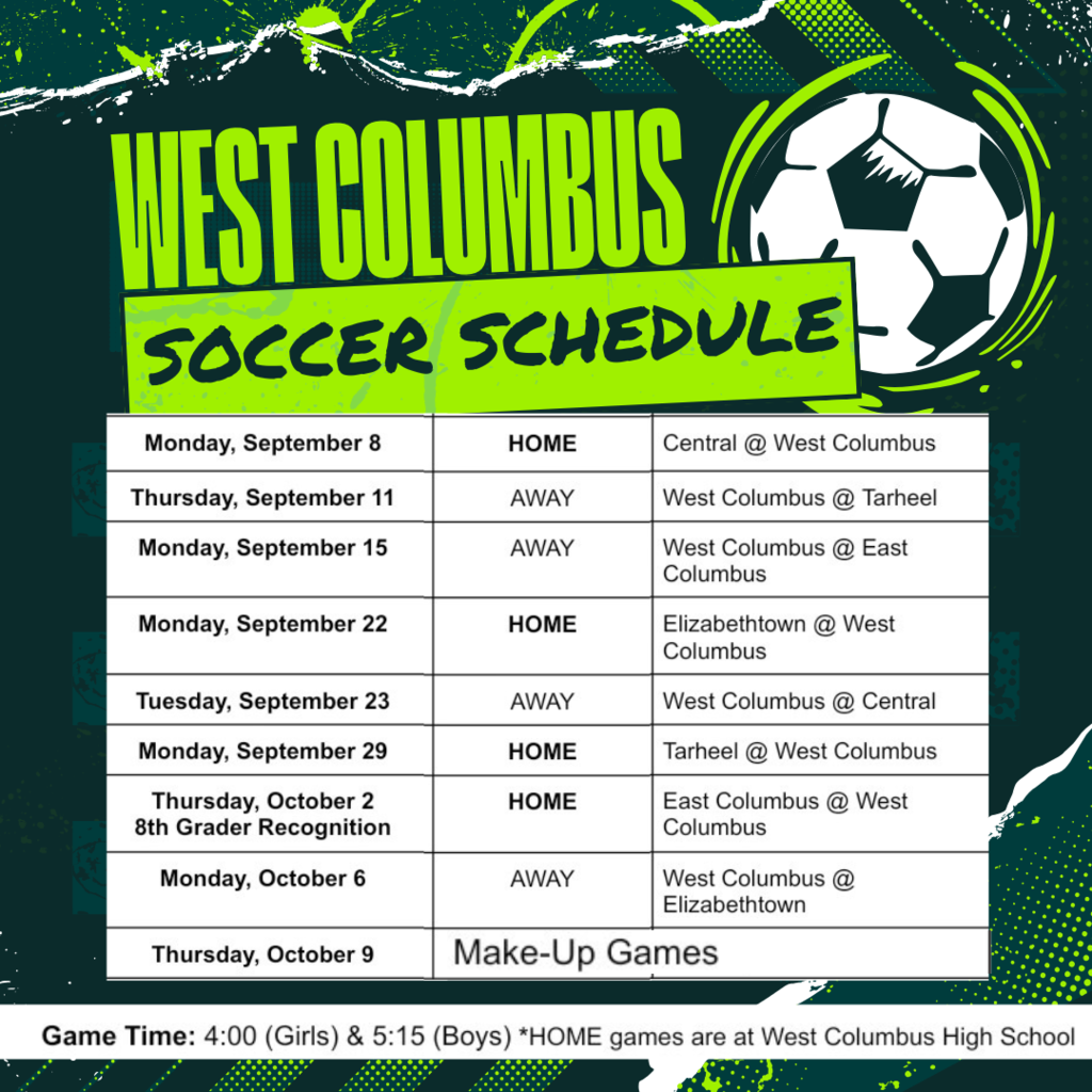 25 WCS Soccer Schedule