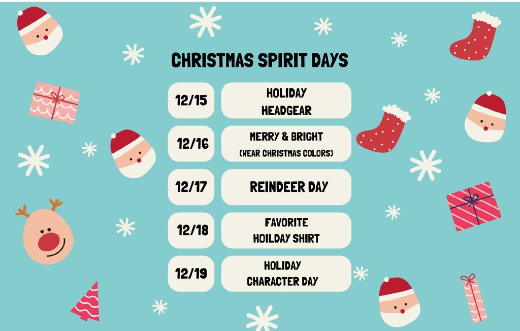 Christmas Spirit Days List