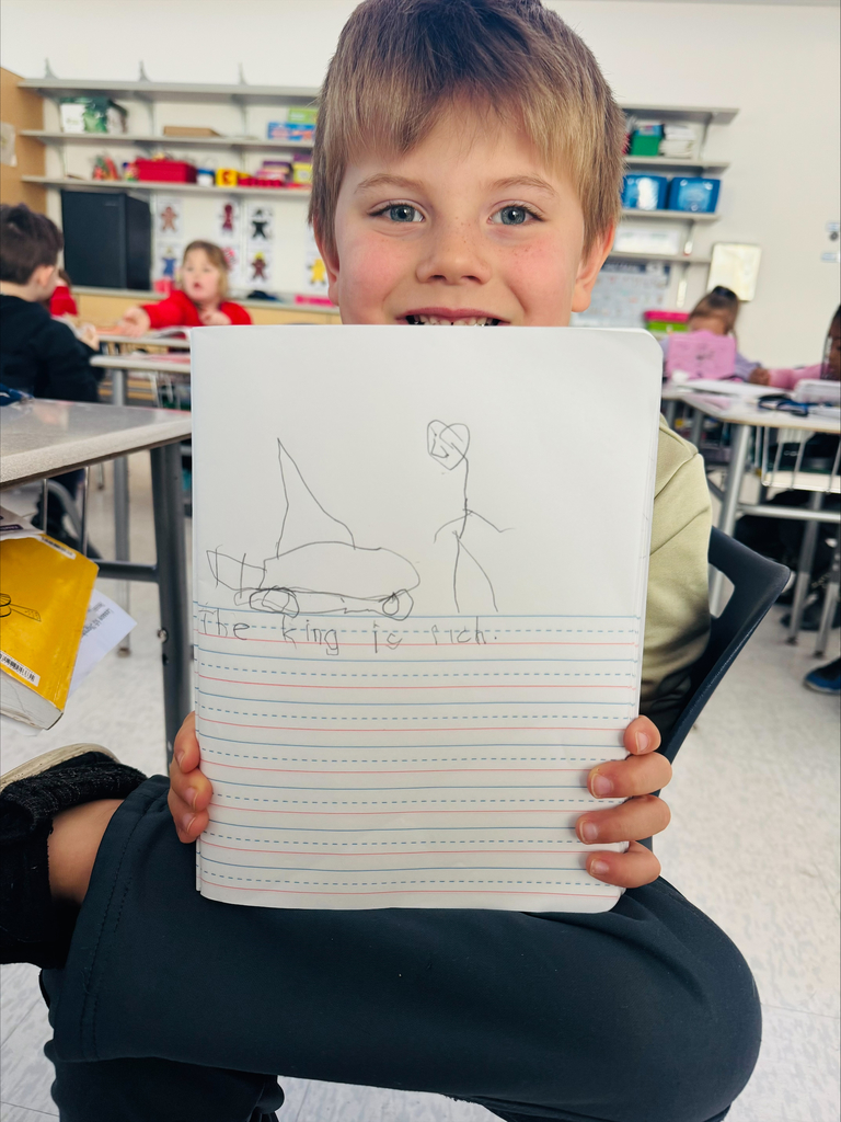 Our kindergarteners are shining bright as they practice writing sentences using the digraph “ch”!