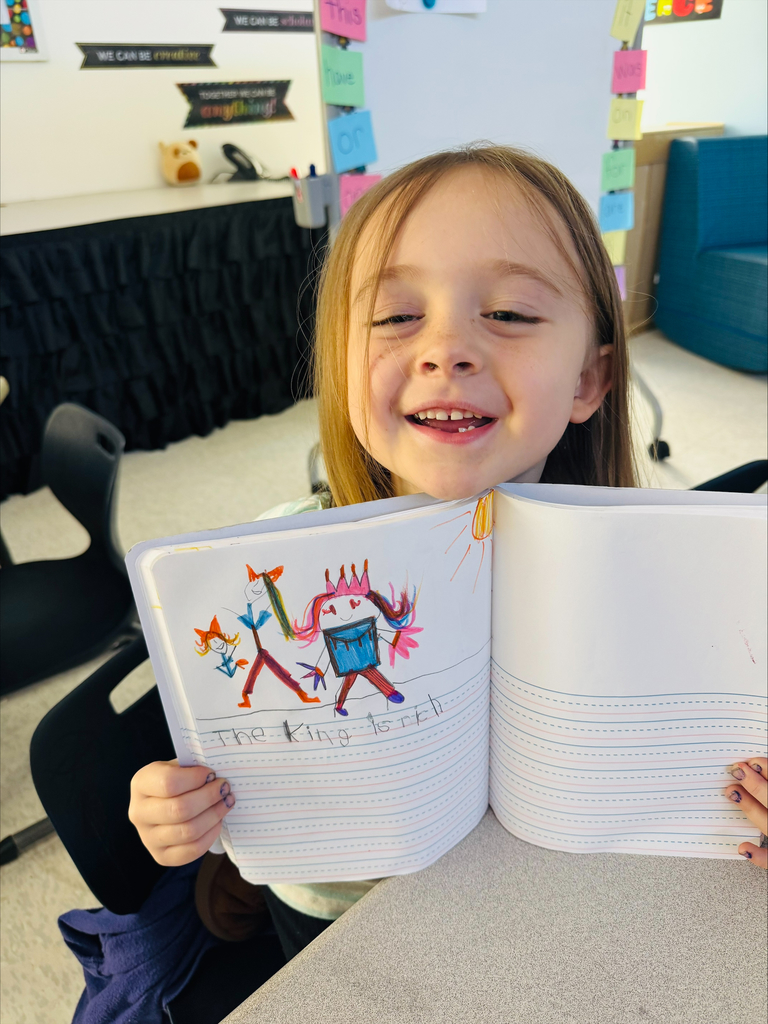 Our kindergarteners are shining bright as they practice writing sentences using the digraph “ch”!