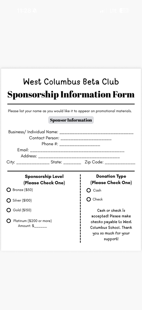 Beta Sponsor Form