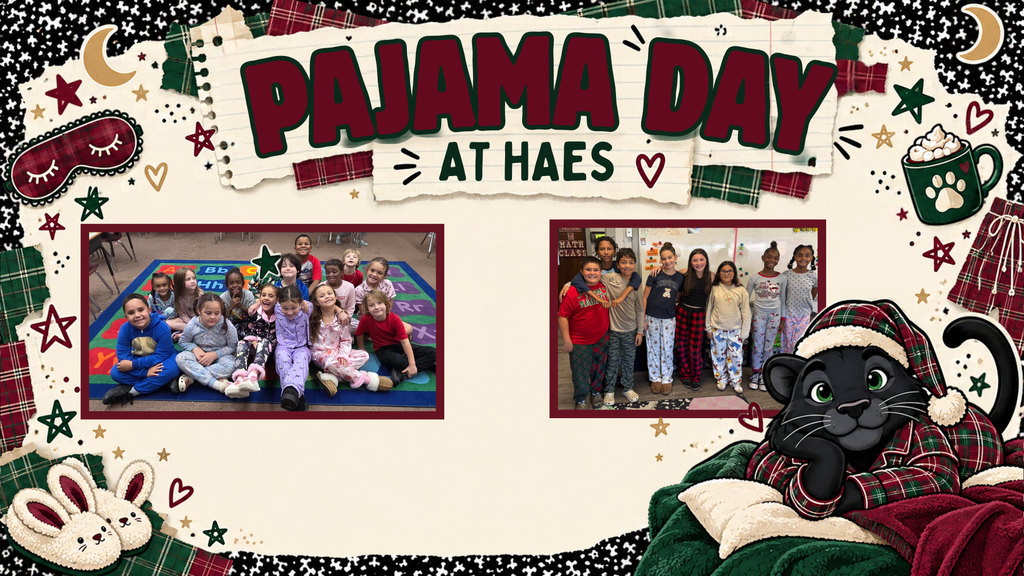 Students wearing pajamas stand together in a classroom at Hallsboro-Artesia Elementary School during Pajama Day