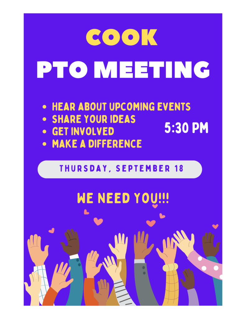 September 18 5:30 Cook PTO Meeting