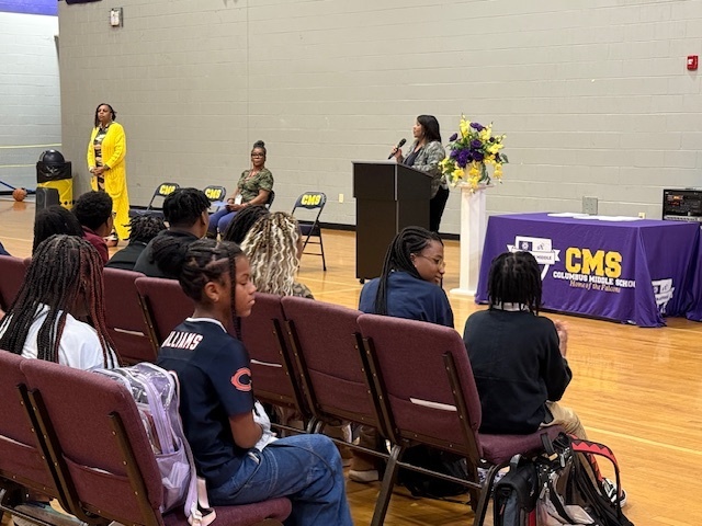 Columbus Middle School honor roll students are recognized for their achievement.