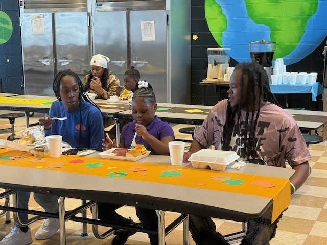 Fairview students enjoy a Thanksgiving meal