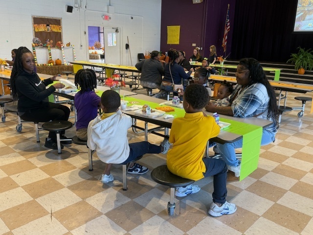 Fairview students enjoy a meal with their parents. 