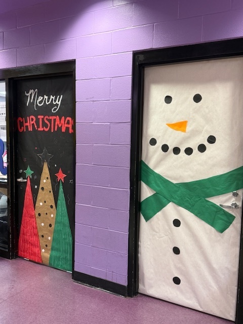 CMS teachers decorate their doors for the holidays. 