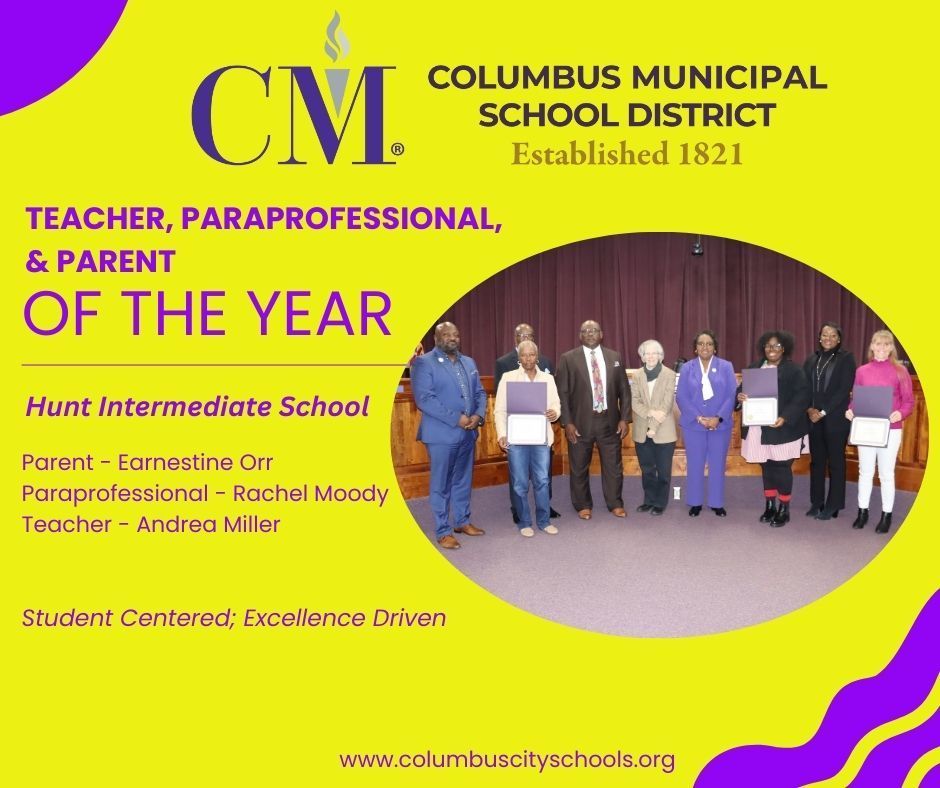 Hunt Intermediate School teacher, paraprofessional, and parent of the year.