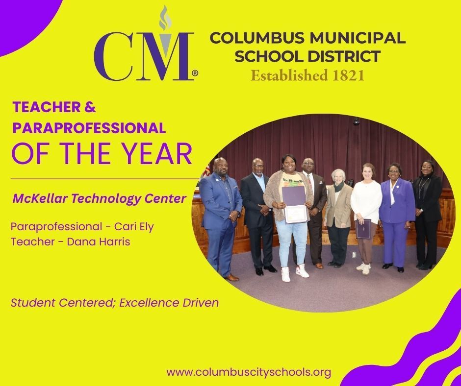 McKellar Technology Center paraprofessional and teacher of the year.