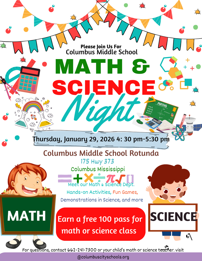 CMS math and science night on January 29th. 4:30 - 5:30 PM