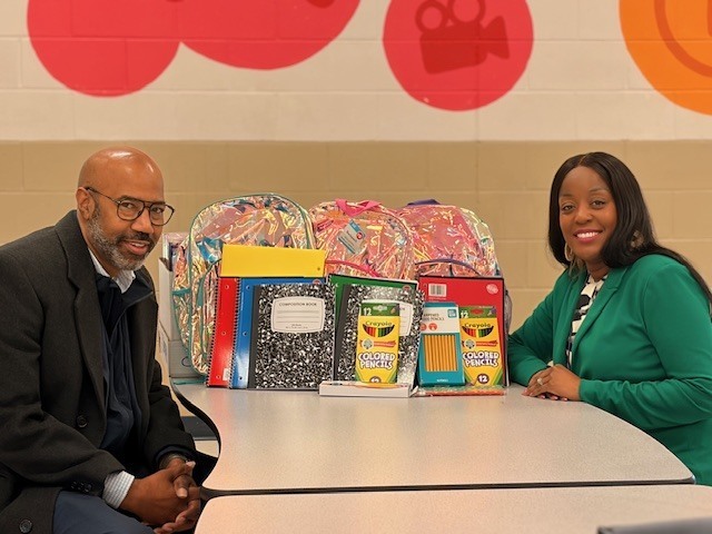 Mayor Stephen Jones delivered school supplies to Stokes-Beard Elementary on Monday morning.