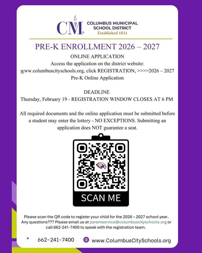 Pre K Registration Deadline is February 19th