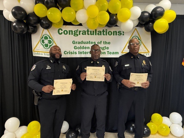 SRO's Anderson, Burks, and Ware complete the Crisis Intervention Team training. 