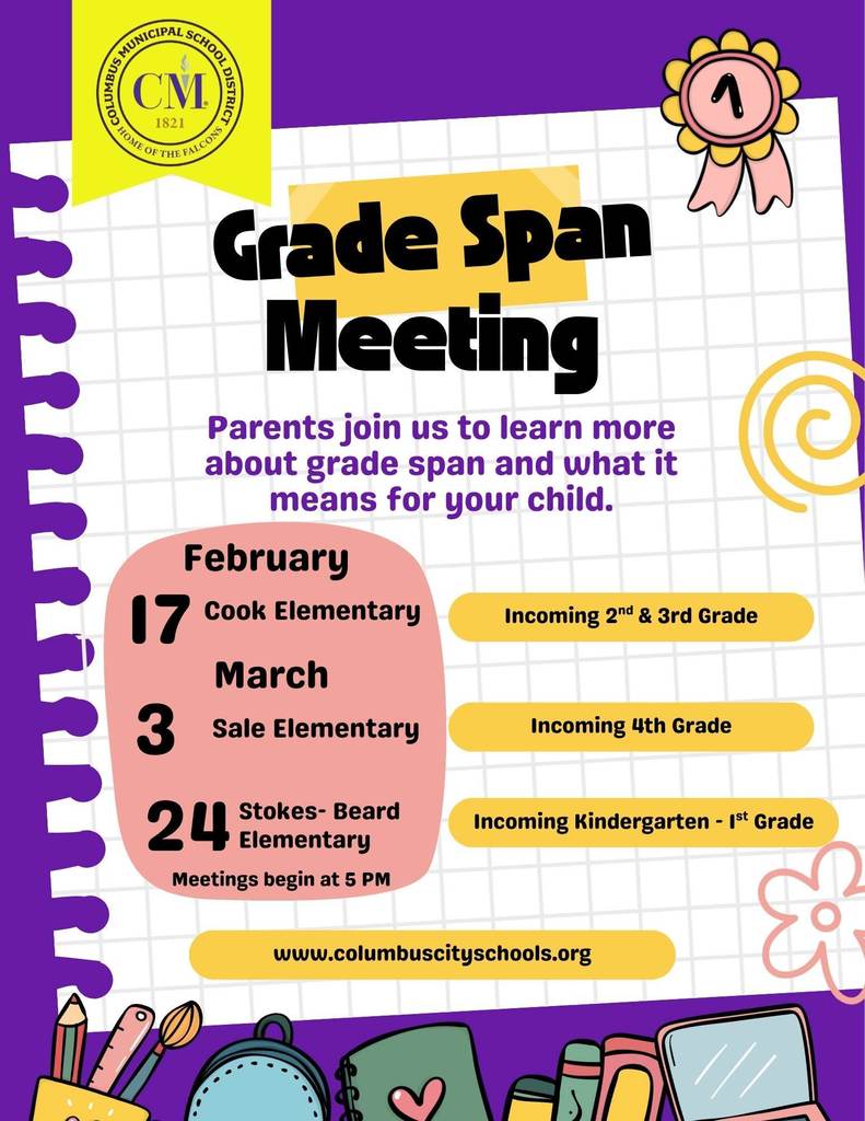 A grade span meeting with parents will be held at Sale Elementary on March 3rd. It begins at 5 PM