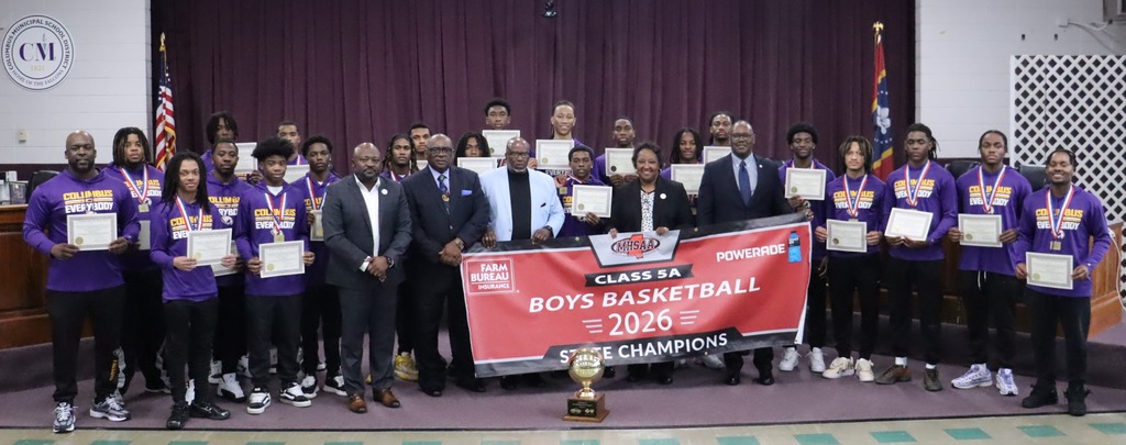 CMSD Board of Trustees honored the Columbus High Boys Basketball team for winning the MHSAA 5A State Championship 