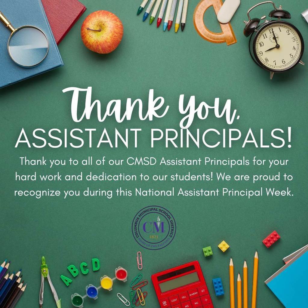 Thank you to all of our CMSD Assistant Principals for your hard work and dedication to our students! We are proud to recognize you during this National Assistant Principal Week.