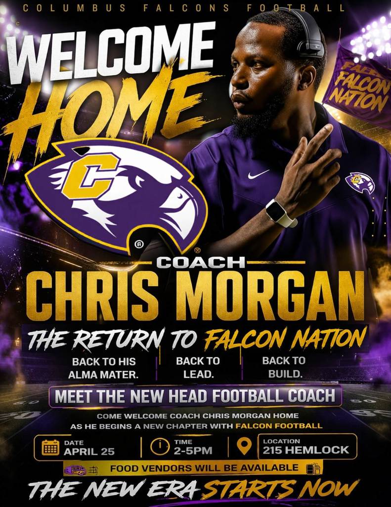Meet the new CHS Football Coach, Chris Morgan, on April 25th at Columbus High from 2-5 PM.