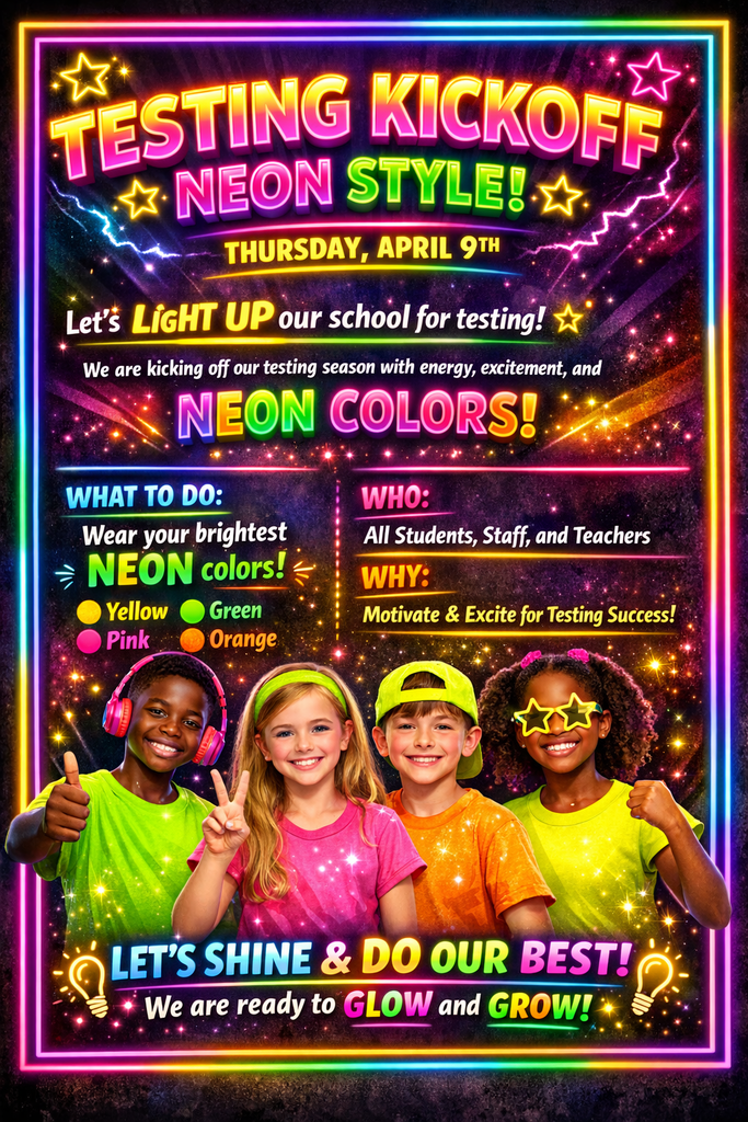Testing Kickoff on April 9th. Wear neon to light up for testing!