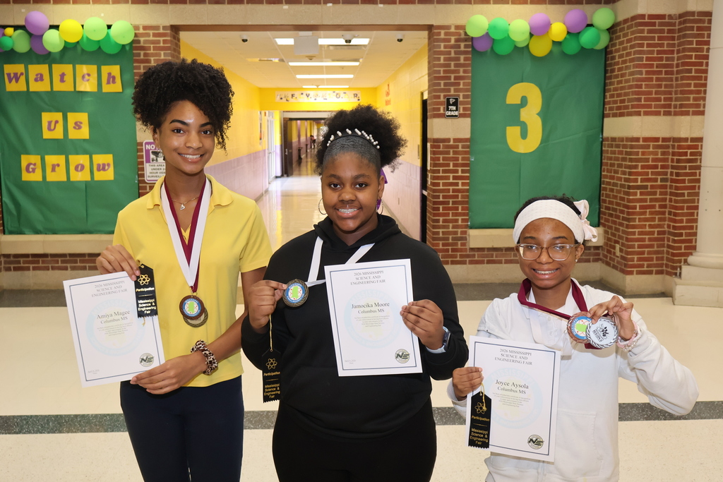 CMS students show off their medals and certificates after placing at the State Science Fair at Northeast Mississippi Community College. 
