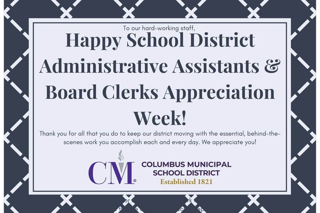 The Mississippi School Boards Association (MSBA) has designated the week of April 19-25, 2026, as School District Administrative Assistants and Board Clerks (AABC) Appreciation Week.  Thank you to these professionals who work hard every day to keep our district moving. We appreciate you!